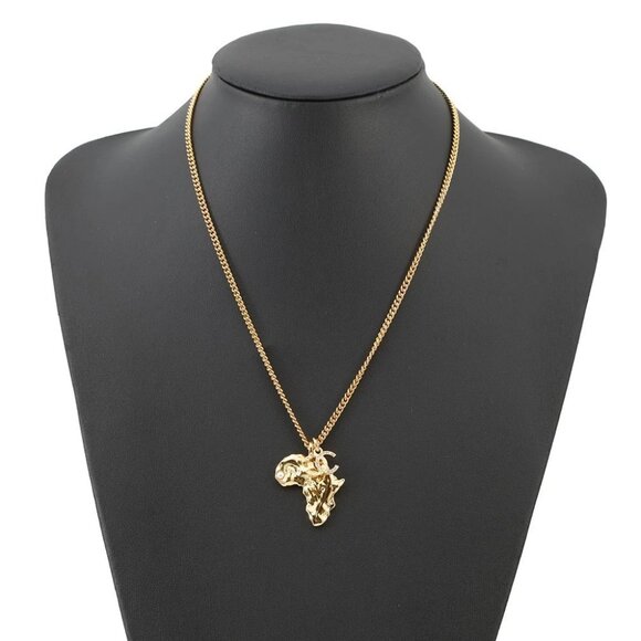 CHANEL CC Logo African Continent Motif Necklace Metal/Faux Pearl /Rhinestone - Picture 1 of 15